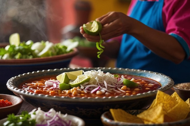 Zubereitung von Pozole Tradit