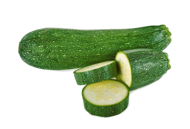 Foto zucchini auf weißem hintergrund