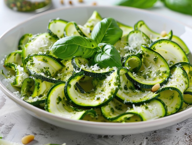 Zucchini-Bänder mit Pesto