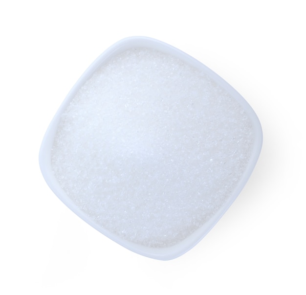 Zucker isoliert auf weißer Oberfläche.