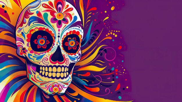 Zucker Schädel Banner für cinco de mayo oder Tag der Toten Blumen Design