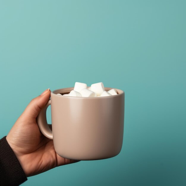 Zuckerhaltiger Kaffee in einem Becher mit Marshmallows Ambient Occlusion Style