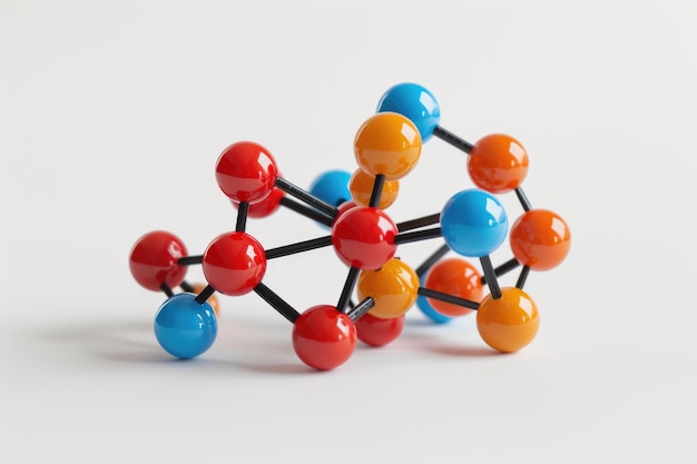 Foto zuckermolekül auf weißem hintergrund in nahaufnahme chemisches modell