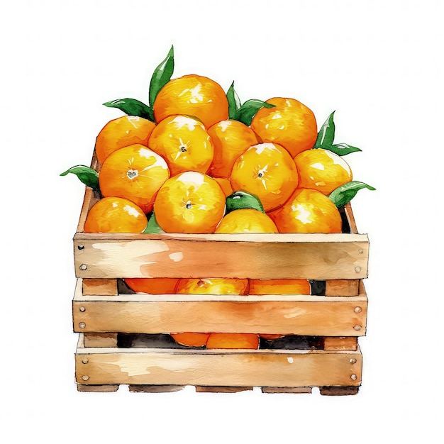 Zufriedene Orangenkiste Aquarell Clipart