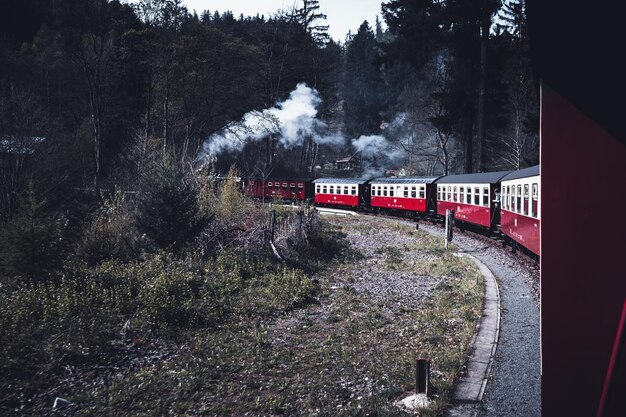 Foto zug auf eisenbahnschienen