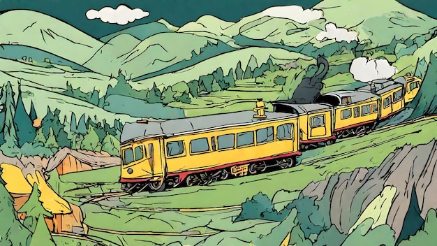 Zug-Cartoon-Hintergrund sehr cool