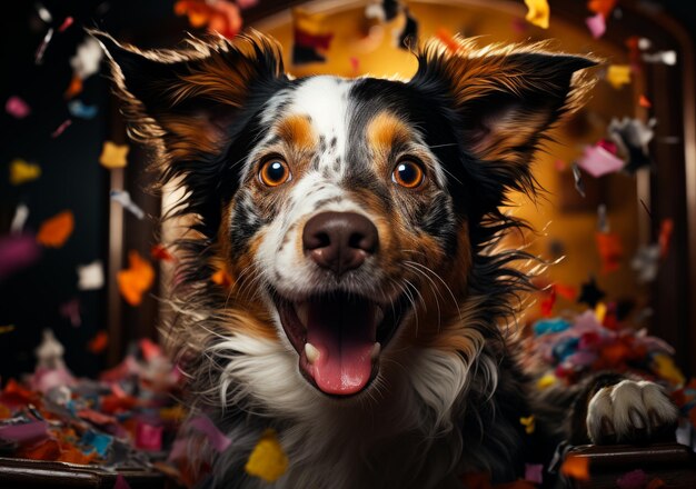 Zuhause liebenswerter Hund aussehend lustiges süßes Haustierporträt Generative KI