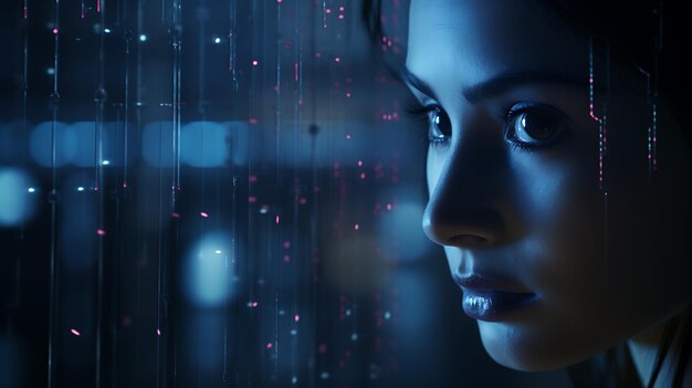 Zukünftige Cyber-Frauen-KI komplizierte Beziehung zwischen Menschlichkeit und KI-Konzept