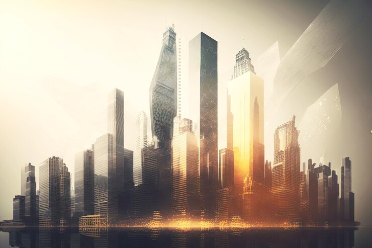 Zukünftige Geschäftsinvestitionen und Bankverbindungen in der Stadt des globalen Finanzzentrums werden doppelt belichtet