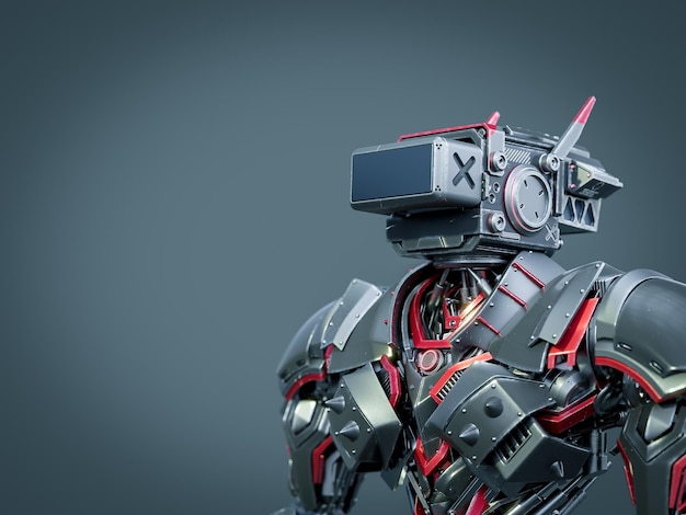 Zukünftiger Roboter mit Metaverse-Digital-Cyber-Welt-Technologie. 3D-Rendering