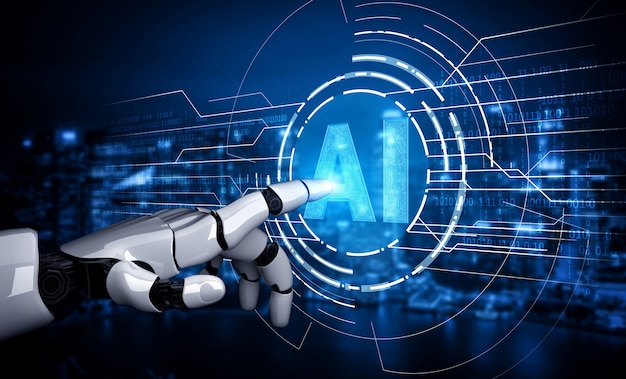 Zukünftiger Roboter und Cyborg für künstliche Intelligenz.