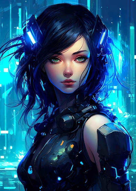 Zukünftiges Cyberpunk-Anime-Mädchen