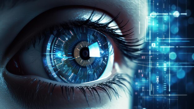 Zukunfts fortschrittliche Hologramm-Bildschirm-Augen Humanoid-Technologie-Algorithmus VR-System