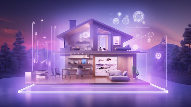 Zukunftsorientiertes mit dem Internet verbundenes Smart Home mit verschiedenen Geräten