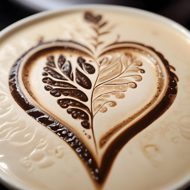 Zum Beispiel ein Herz- oder Blattmuster, das auf der cremigen Oberfläche des Kaffees entsteht