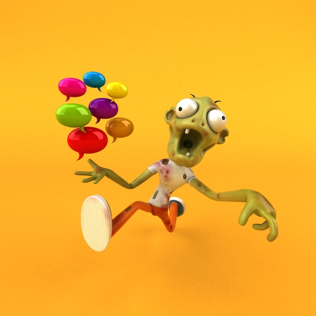 Zumbi divertido - ilustração 3D