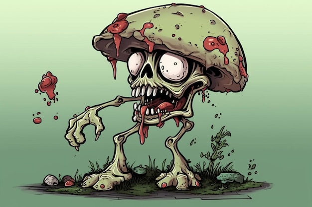 Zumbi dos desenhos animados Ilustração em vetor de um zumbi assustador com sangue