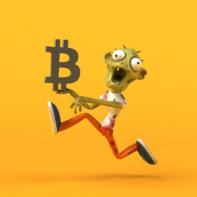 Zumbi e bitcoin - personagem 3D