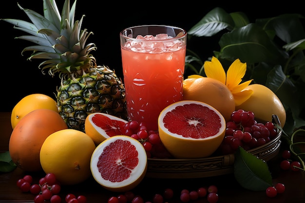 Foto zumo de frutas casero tropical elixir sensation