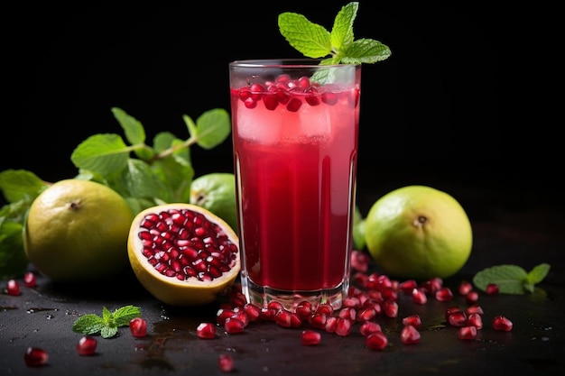 Foto zumo de granada con menta y pepino fotografía de jugo de granada