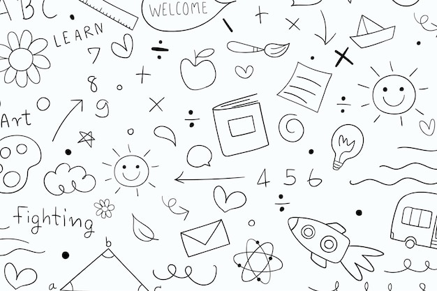 Zurück in die Schule Bildung Hintergrund mit Schulgeräten