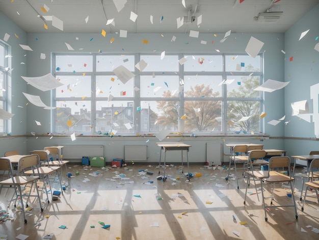 Foto zurück in die schule ein neuanfang in einem leeren highschool-klassenzimmer