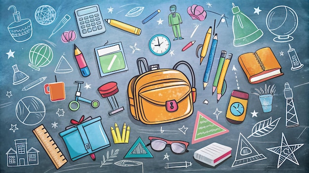 Zurück in die Schule Handzeichnung Hintergrunddarstellung