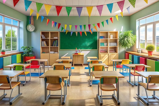 Zurück zur Schule Hintergrund mit Schulklassenraum