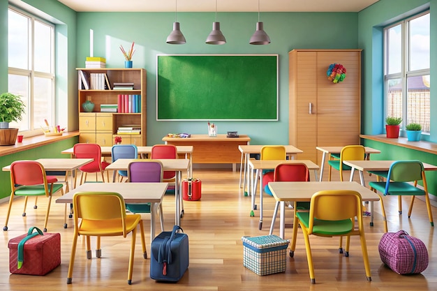 Zurück zur Schule Hintergrund mit Schulklassenraum