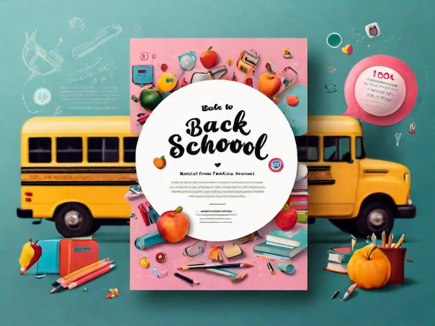 Zurück zur Schule Hintergrund Zurück zur Schulzeit Vektorillustration Poster Banner Flyer Verkauf Banner Schreibwaren Hintergrund Schulzeit Start Schule Beginn Konzept Schulen Zubehör