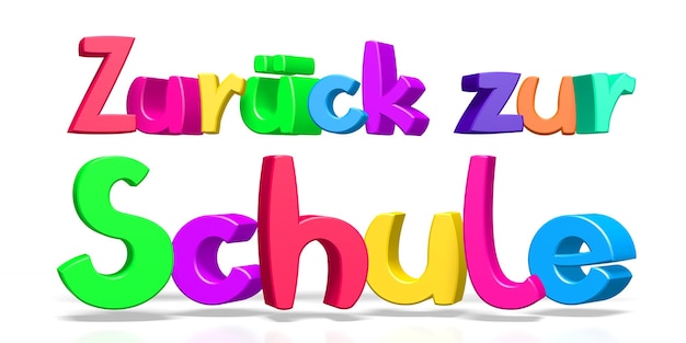 Zurück zur Schule in deutscher 3D-Illustration