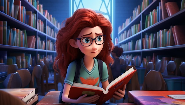 Zurück zur Schule, niedliche Bildungsszene im Pixar-Stil