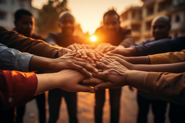 Zusammenarbeiten Teamarbeit Konzept mit vereinten Händen