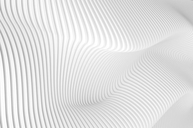 Zusammenfassung des weißen Wellenmusters, parametrisches Architekturdesign. Geometrische Tapete.