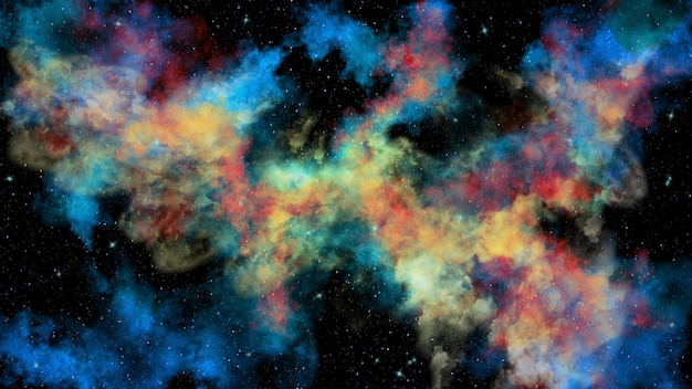 Foto zusammenfassung hintergrund ein mehrfarbiger kosmischer nebel auf schwarzem hintergrund