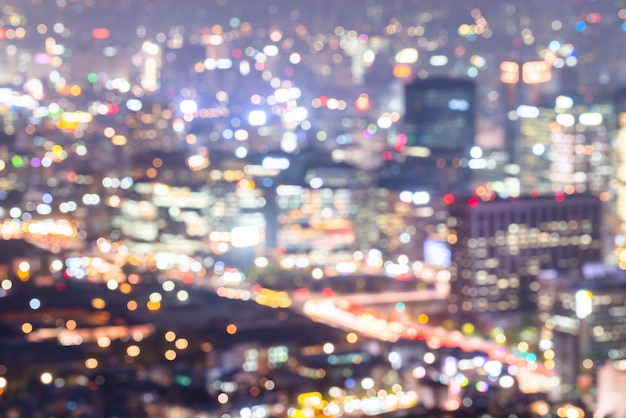 Zusammenfassung verwischte Hintergrund von Seoul Downtown Stadtbild Nachtansicht in Südkorea