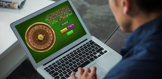 Zusammengesetztes Bild des Online-Roulette-Spiels