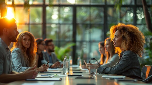 Foto zusammenkunft, zusammenarbeit und teamplanung eines projekts im konferenzraum des büros