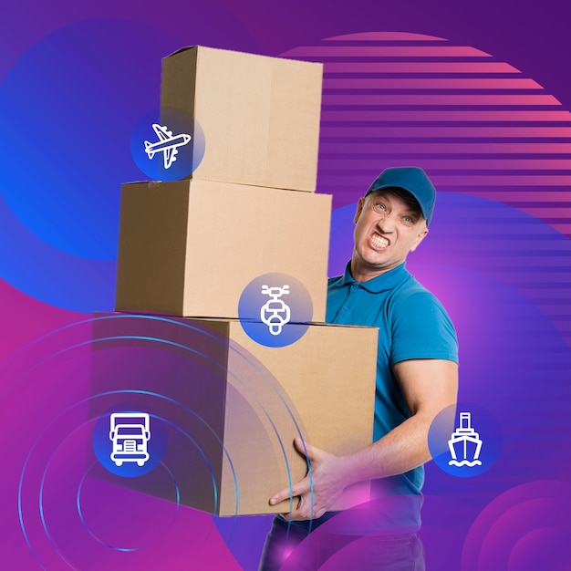 Zusammensetzung mit Hologramm für Logistik und Geschäftsverkehr