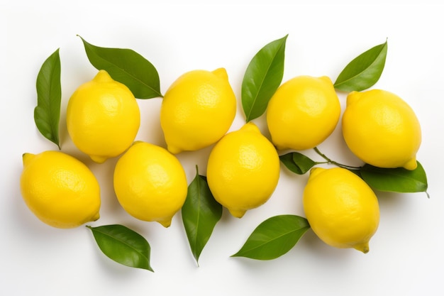 Zusammensetzung von frischen Zitronen auf weißem Hintergrund