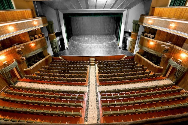 Zuschauerraum und Theaterbühne ohne Zuschauer