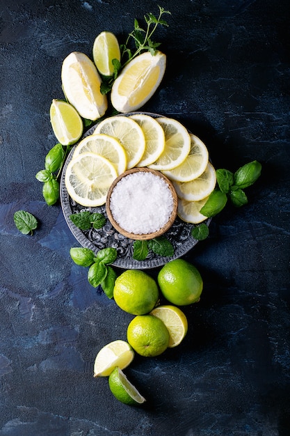 Foto zutaten für die cocktailherstellung