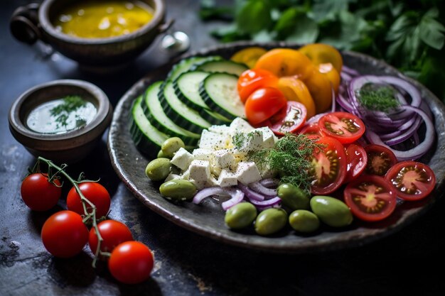 Zutaten für griechischen Salat Frisch und fertig