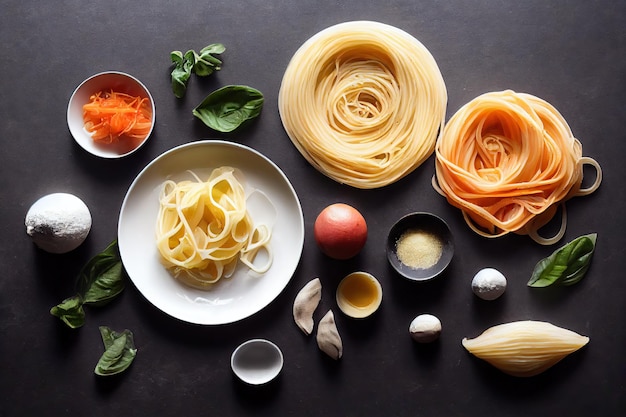 Zutaten Kochen und Servieren von Gerichten mit hausgemachten Nudeln