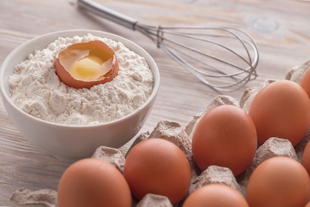 Zutaten zum Backen. Bäckereikonzept. Nahansicht