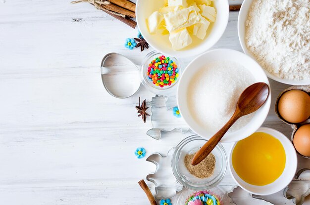 Zutaten zum Backen von Lebkuchen oder Kuchen