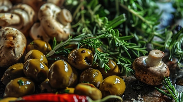 Zutaten zum Kochen in Nahaufnahme KI-Generativ