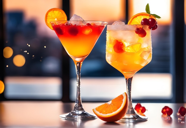Zwei ausgefallene Cocktails mit wunderschöner Beilage