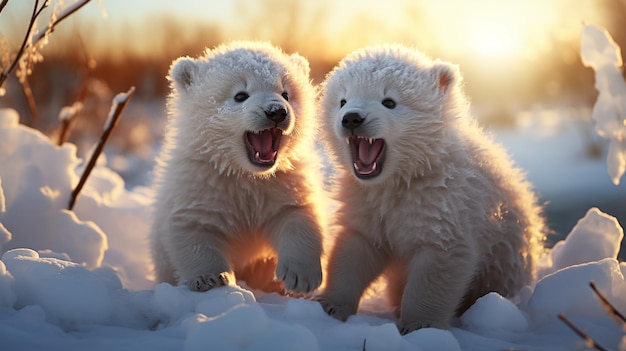 Zwei Bären im Winter Generative Ai
