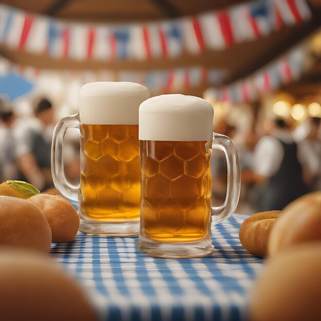 Foto zwei becher bier mit den worten bier darauf